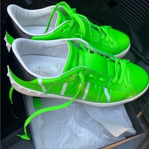 Valentino Neon Green Sneakers with Black and White Details